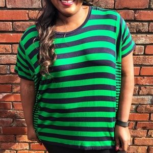 Michael Kors Navy Green striped top